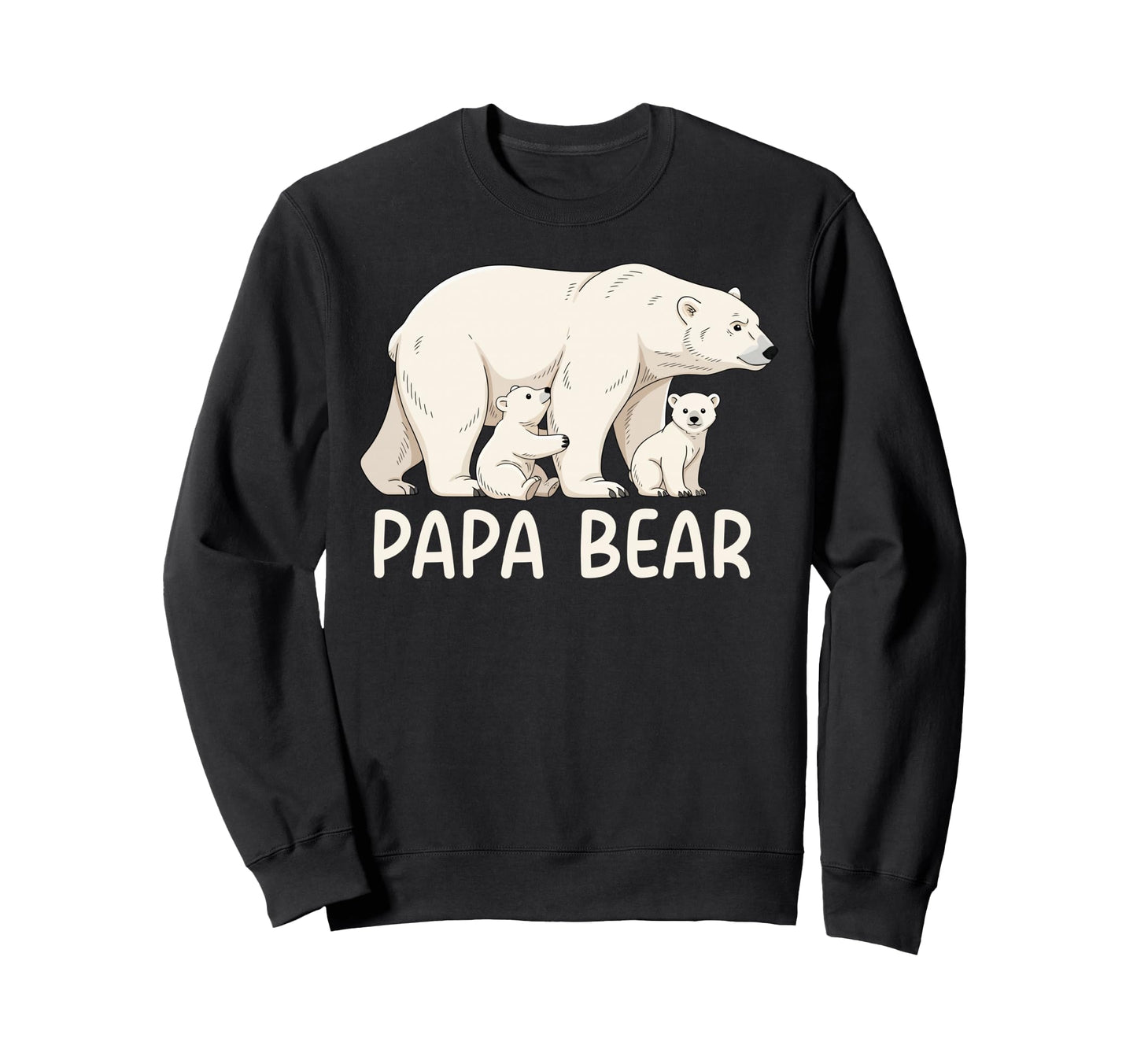 Papa Bear Two Cubs Polar Bear Family Sweatshirt - Graphic Print Unisex - T-Shirt, Sweatshirt, Hoodie