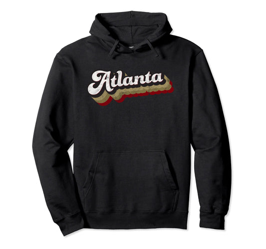 Atlanta Soccer Distressed Baseball Script Hoodie - Graphic Print Men Women - T-Shirt, Sweatshirt, Hoodie