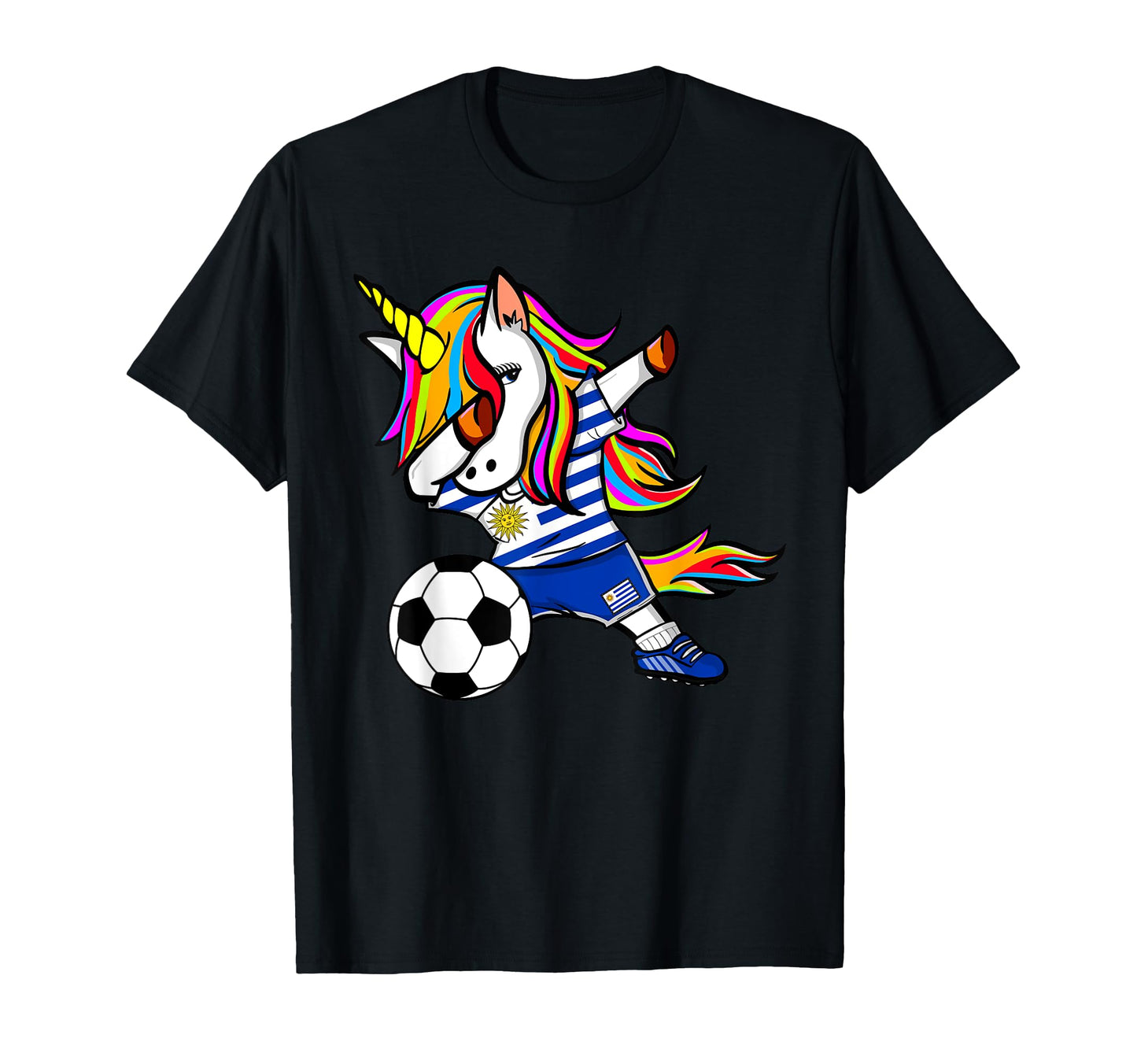 Dabbing Unicorn Uruguay Football T-Shirt - Novelty Apparel for Adults - T-Shirt, Sweatshirt, Hoodie
