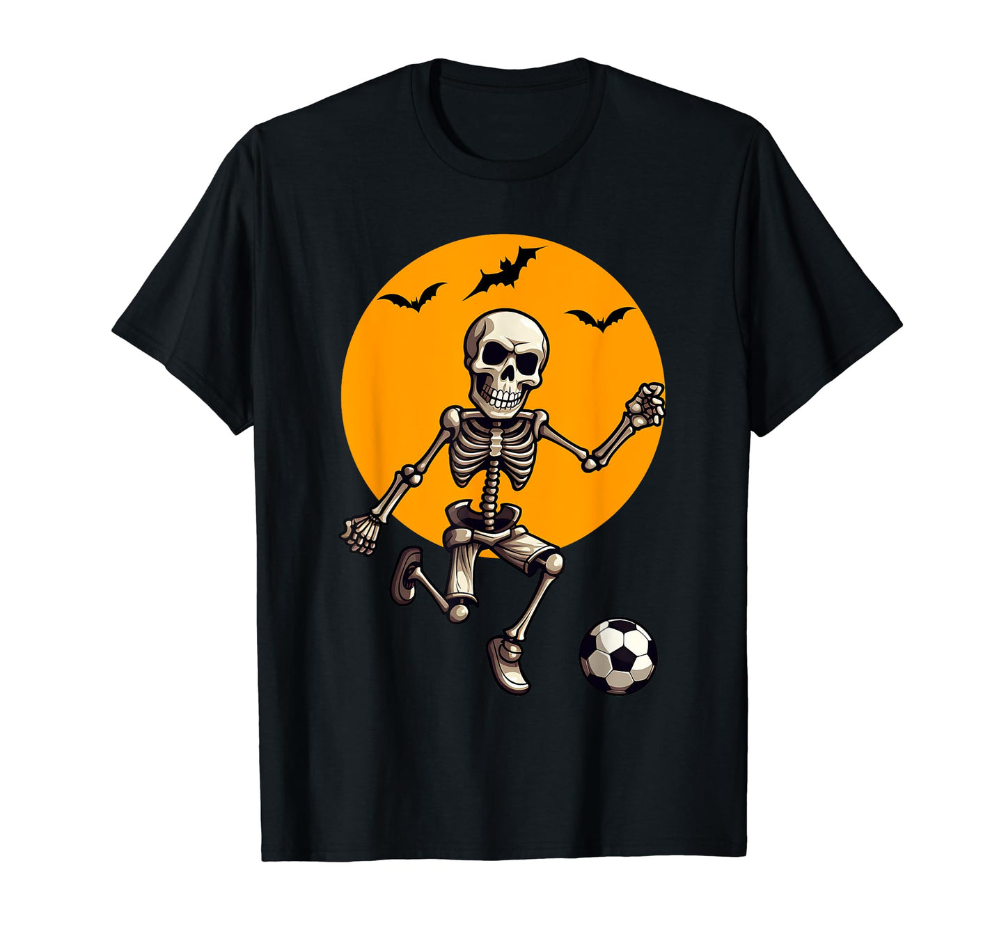 Skeleton Playing Soccer Halloween T-Shirt - Graphic Print for Adults - T-Shirt, Sweatshirt, Hoodie