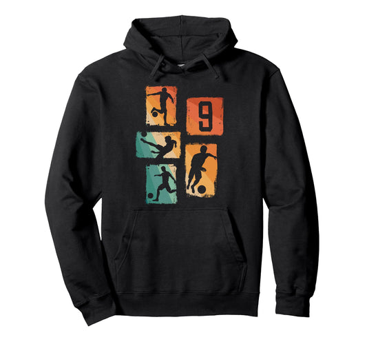 9Th Birthday Soccer Player Football 9 Hoodie - Aesthetic Graphic Men Women - T-Shirt, Sweatshirt, Hoodie