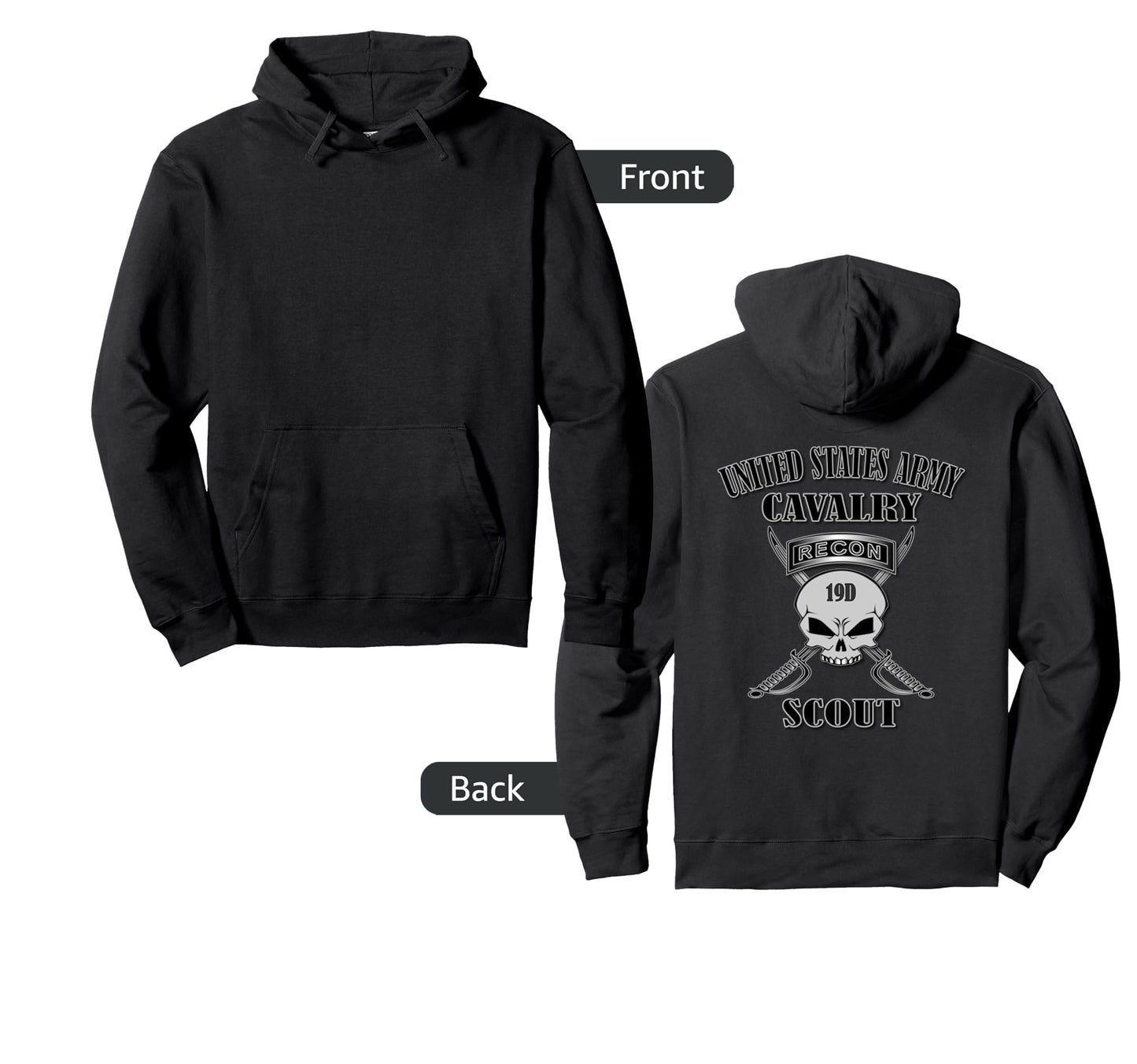 U S Army Cavalry Scout Back Hoodie - Fun Novelty Design Unisex - T-Shirt, Sweatshirt, Hoodie