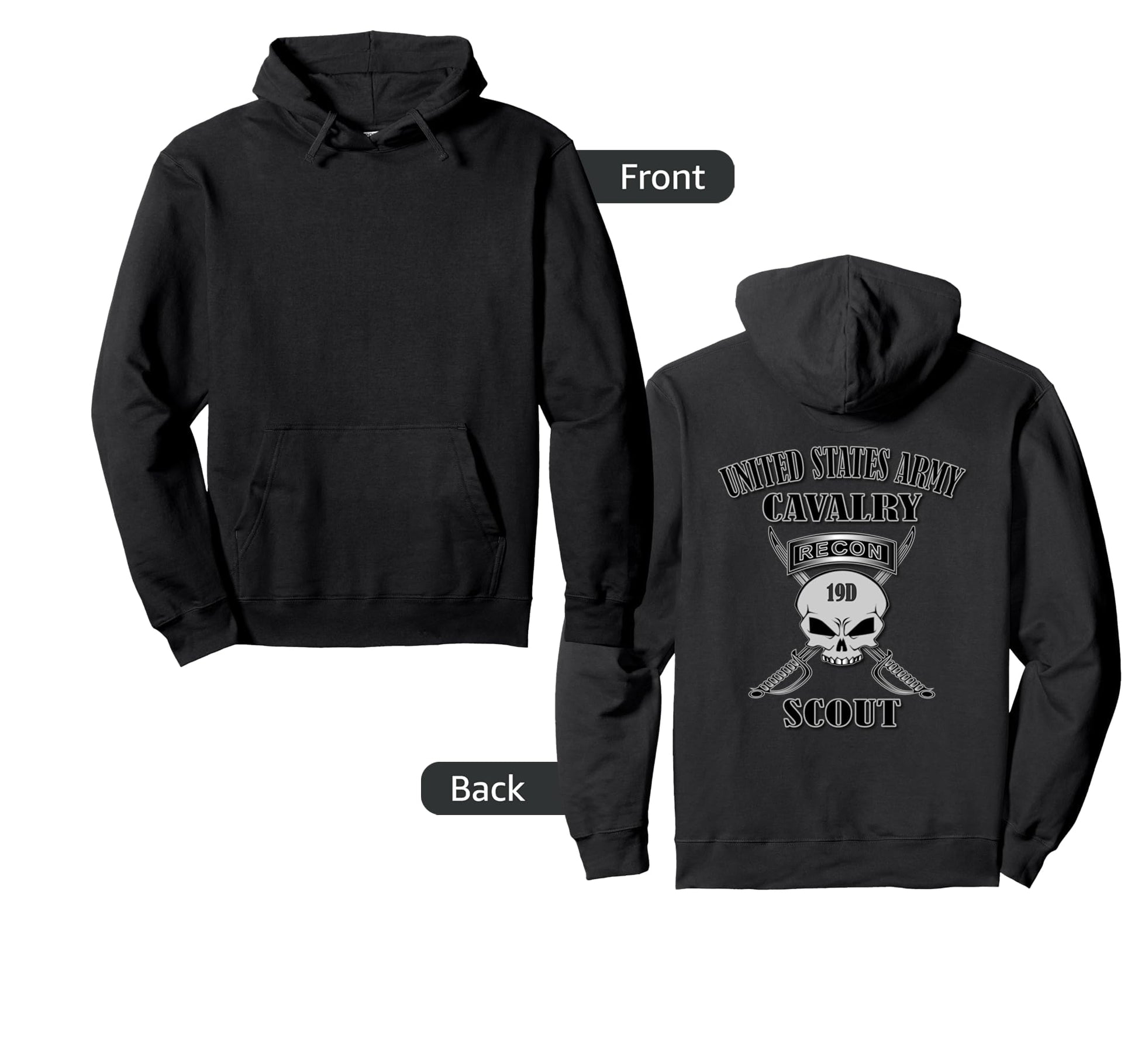 U S Army Cavalry Scout Back Hoodie - Fun Novelty Design Unisex - T-Shirt, Sweatshirt, Hoodie