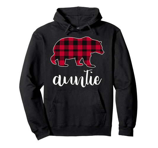Auntie Bear Red Buffalo Plaid Pajama Hoodie - Streetwear Style Men Women - T-Shirt, Sweatshirt, Hoodie
