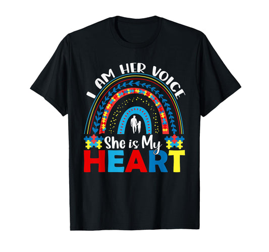 Autism I Am Her Voice She Is My Heart T-Shirt - Custom Art Print Men Women - T-Shirt, Sweatshirt, Hoodie
