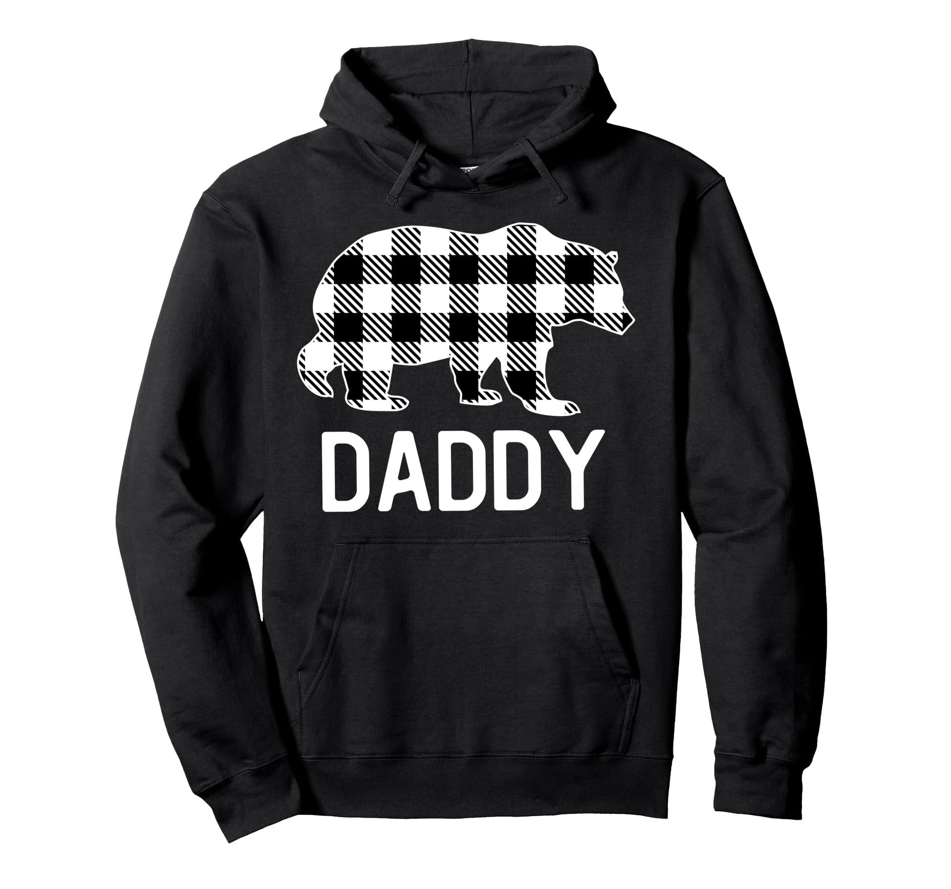 Daddy Bear Little Bear Grey Buffalo Plaid Hoodie - Graphic Print Men Women - T-Shirt, Sweatshirt, Hoodie