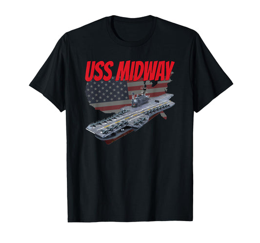 Aircraft Carrier Uss Midway Usa Flag T-Shirt - Custom Art Print Men Women - T-Shirt, Sweatshirt, Hoodie