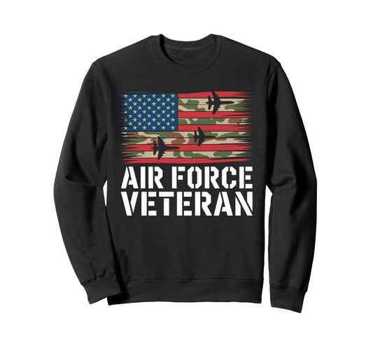 Air Force Veteran Us American Flag Dad Sweatshirt - Trendy Graphic Unisex - T-Shirt, Sweatshirt, Hoodie