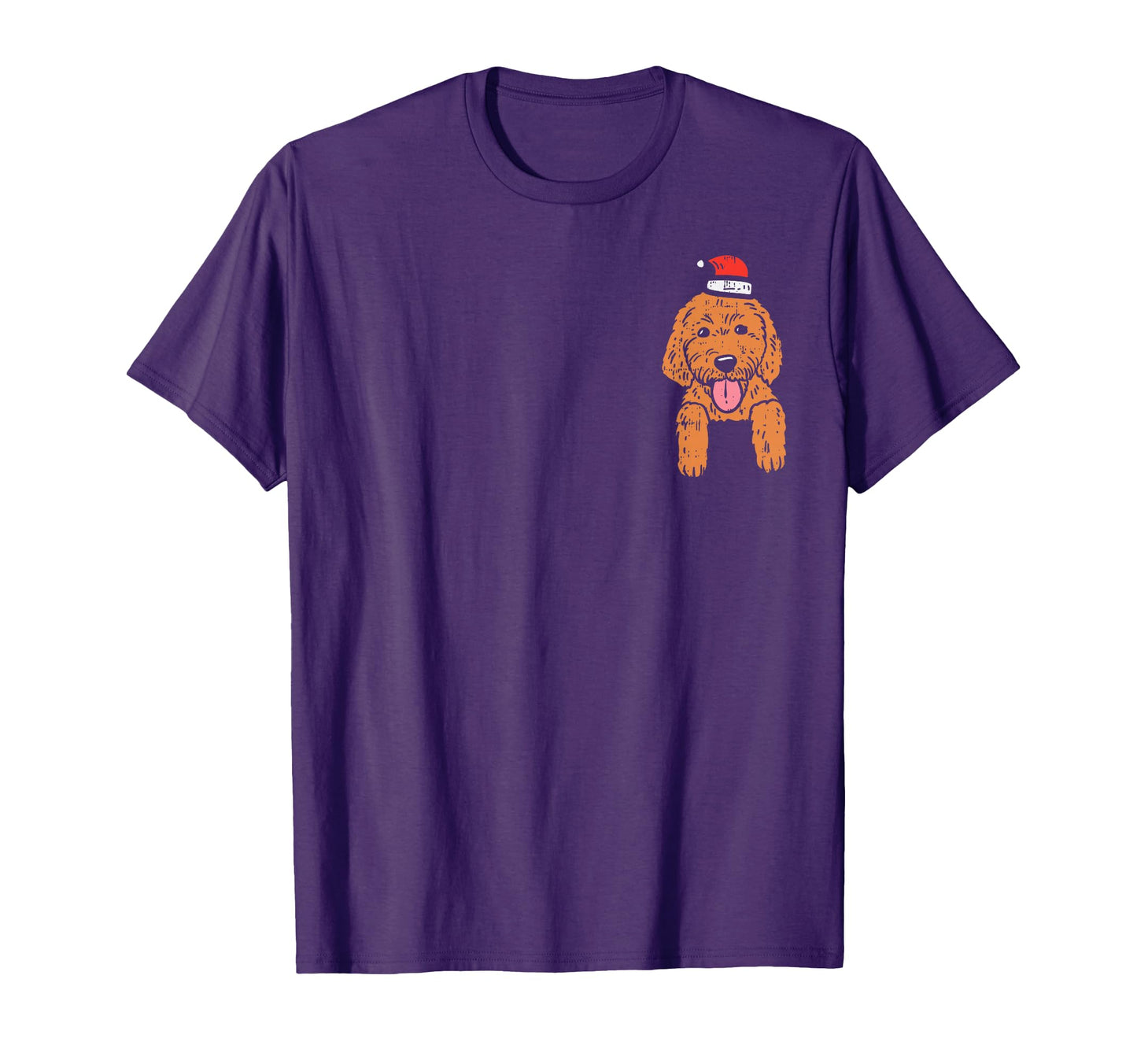 Pocket Goldendoodle Santa Hat T-Shirt - Casual Everyday Wear Men Women - T-Shirt, Sweatshirt, Hoodie