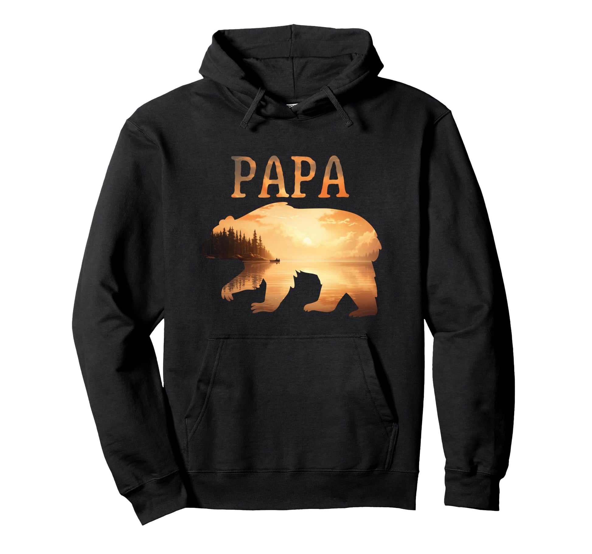 Papa Bear Sunset Lake Outdoors Camping Hoodie - Fun Novelty Design Unisex - T-Shirt, Sweatshirt, Hoodie