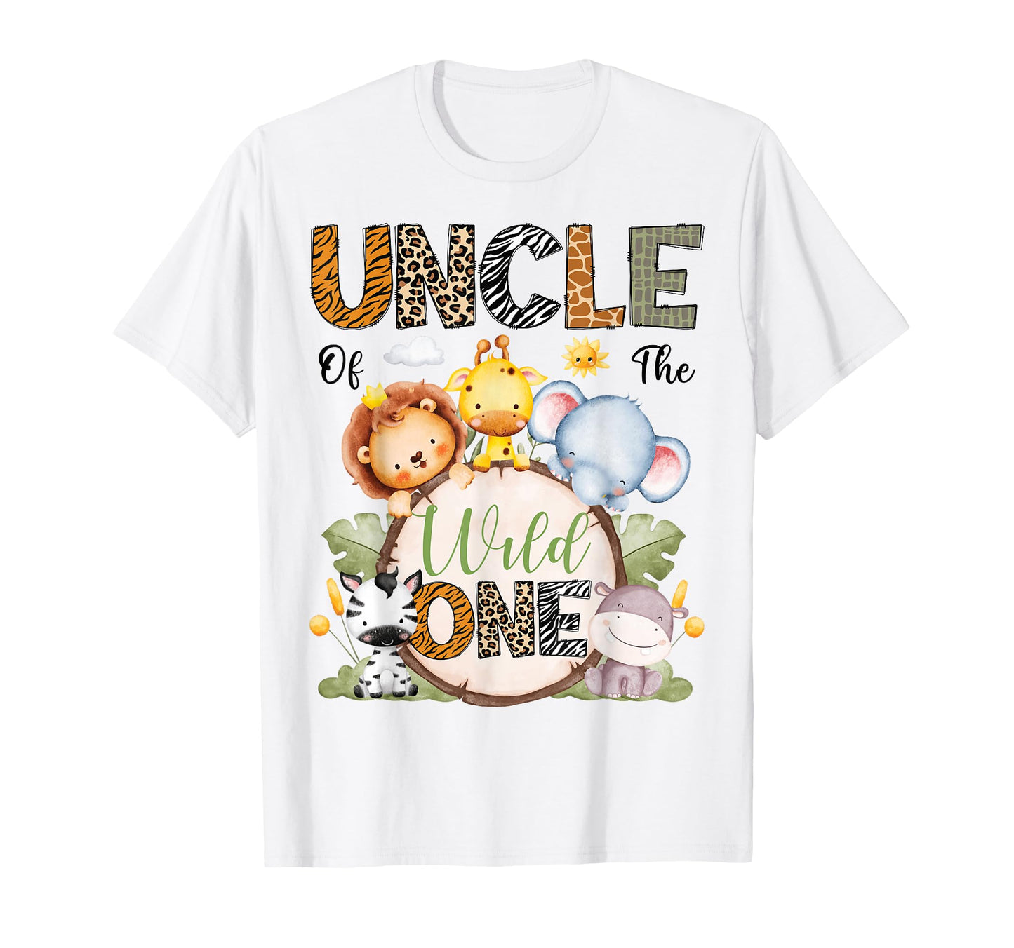 Uncle Wild One 1St Birthday Safari T-Shirt - Minimalist Print Men Women - T-Shirt, Sweatshirt, Hoodie