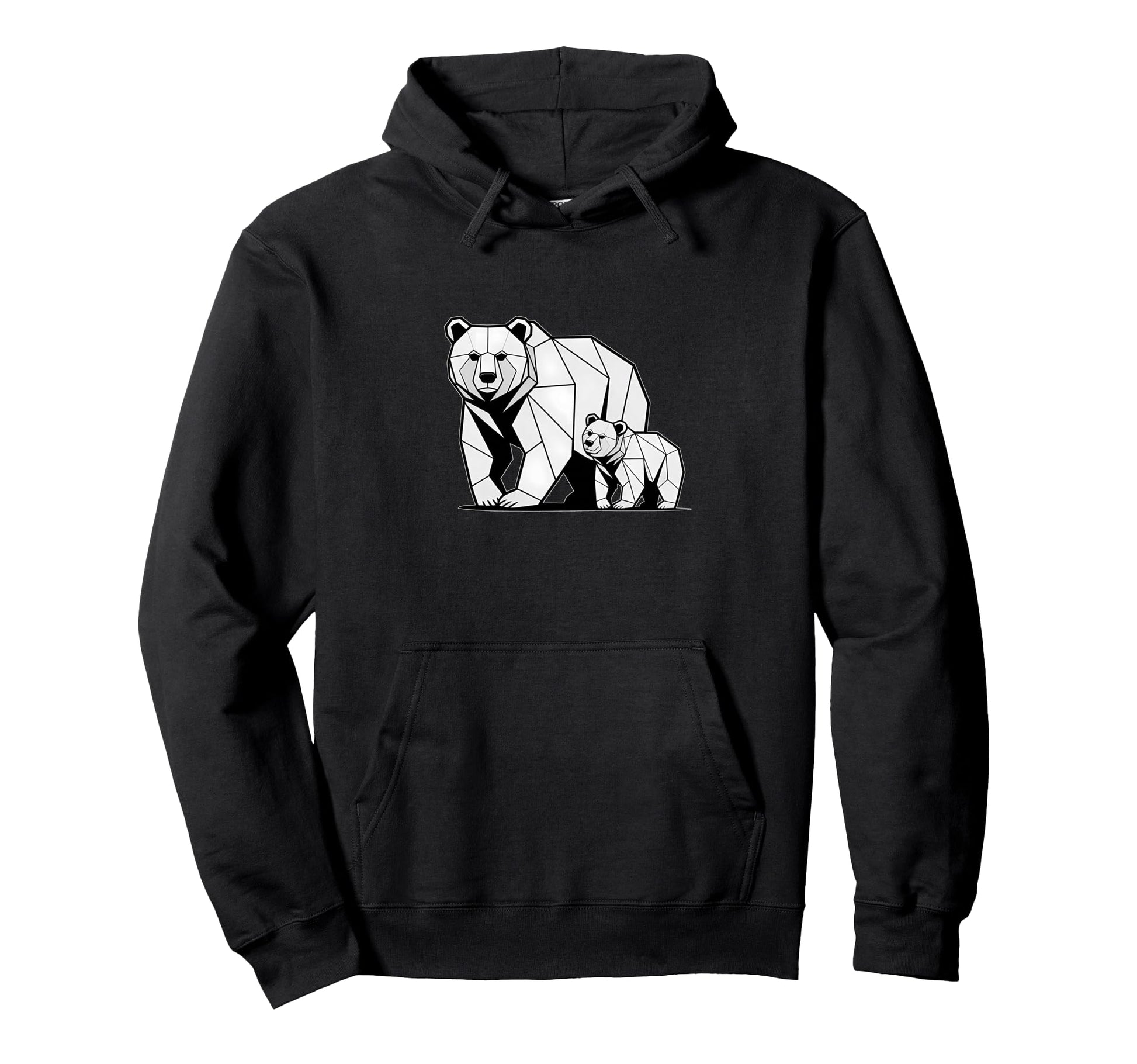 Papa Mama Bear Child Wildlife Geometric Hoodie - Fun Novelty Design Unisex - T-Shirt, Sweatshirt, Hoodie