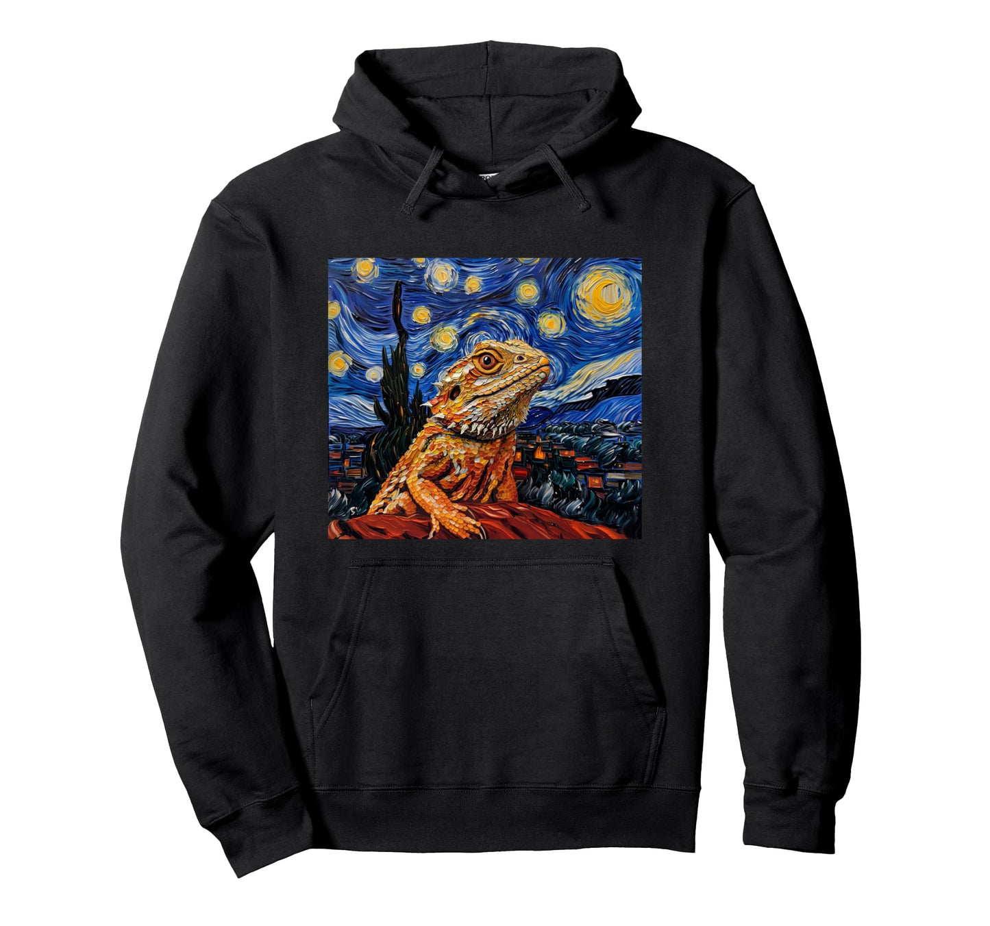 Tiny Dinosaur Beardie Starry Night Hoodie - Custom Art Print for Adults - T-Shirt, Sweatshirt, Hoodie