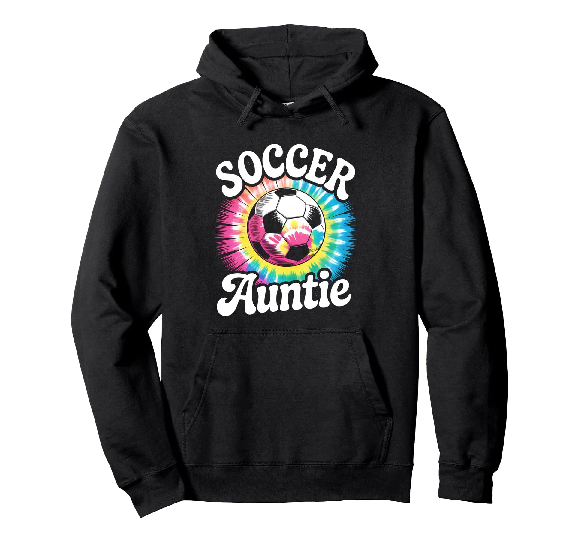 Soccer Aunt Auntie Tie Dye Hoodie - Casual Everyday Wear for Adults - T-Shirt, Sweatshirt, Hoodie