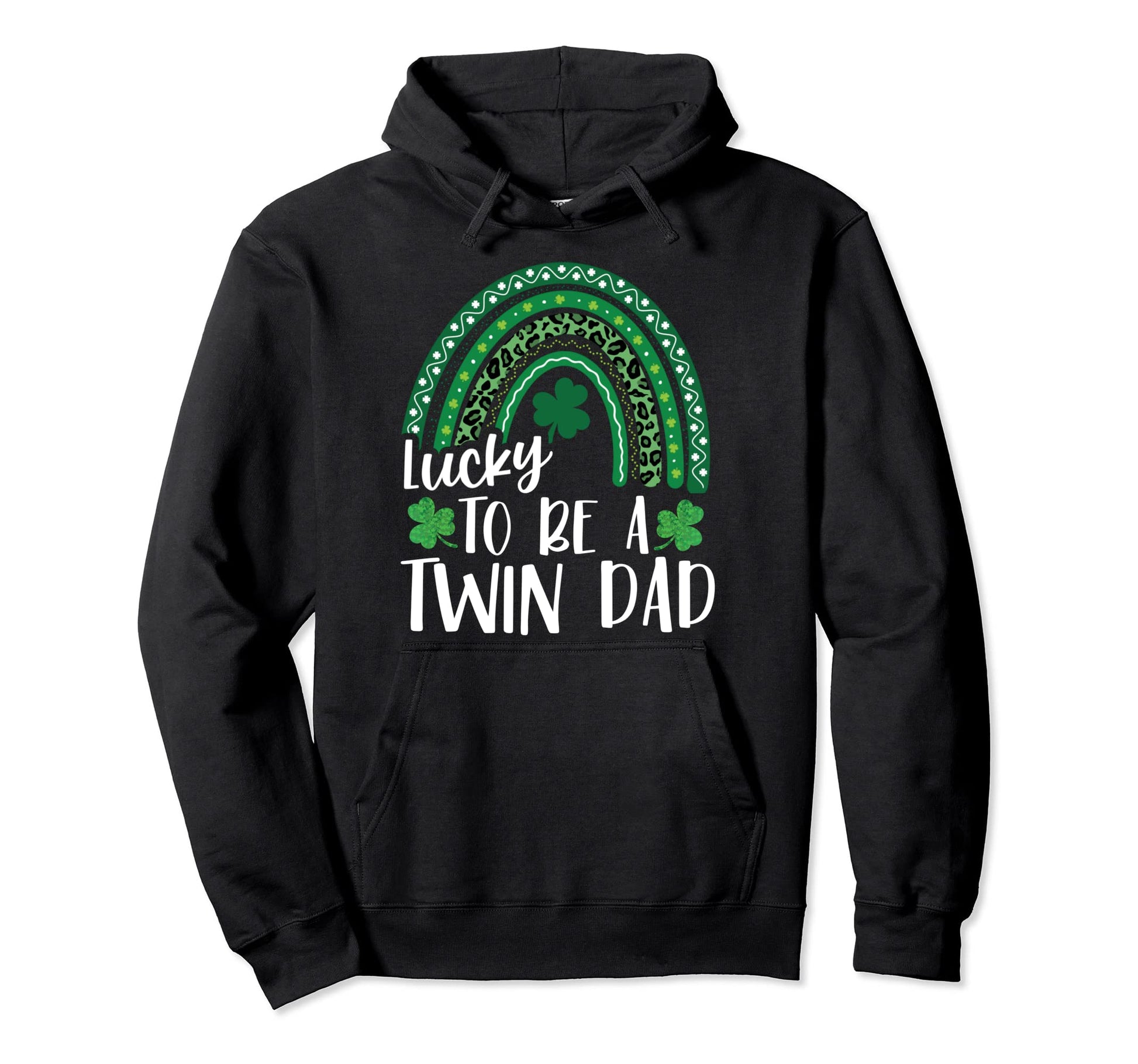 Lucky To Be Twin Dad St Patricks Day Hoodie - Minimalist Print for Adults - T-Shirt, Sweatshirt, Hoodie