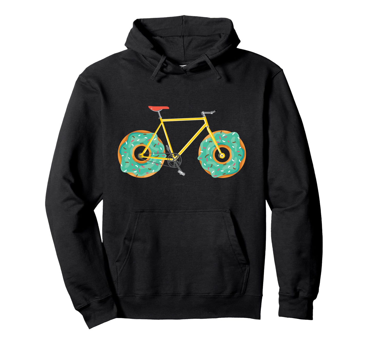 Donut Bike Wheels Bicycle Cyclist Food Lover Hoodie - Graphic Print Unisex - T-Shirt, Sweatshirt, Hoodie