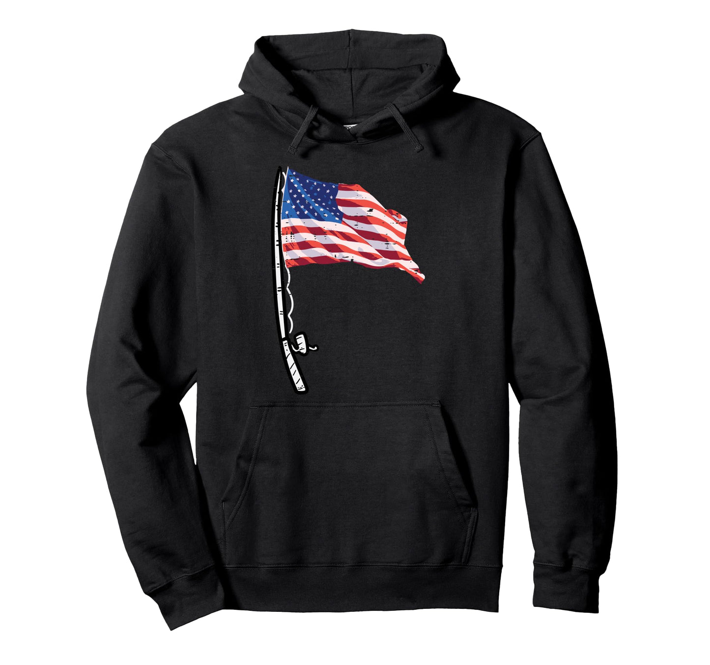 4Th July Fishing Rod Us Flag Patriot Hoodie - Graphic Print for Adults - T-Shirt, Sweatshirt, Hoodie