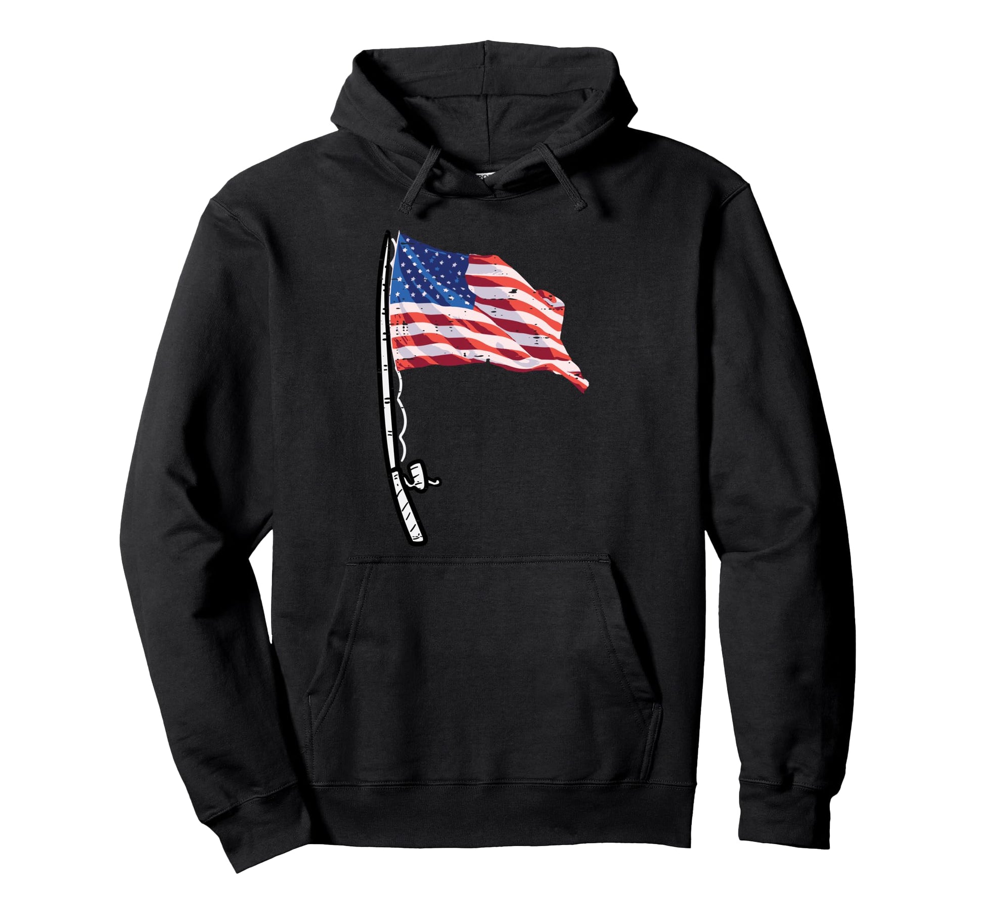 4Th July Fishing Rod Us Flag Patriot Hoodie - Graphic Print for Adults - T-Shirt, Sweatshirt, Hoodie