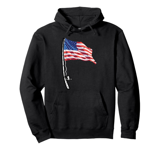4Th July Fishing Rod Us Flag Patriot Hoodie - Graphic Print for Adults - T-Shirt, Sweatshirt, Hoodie