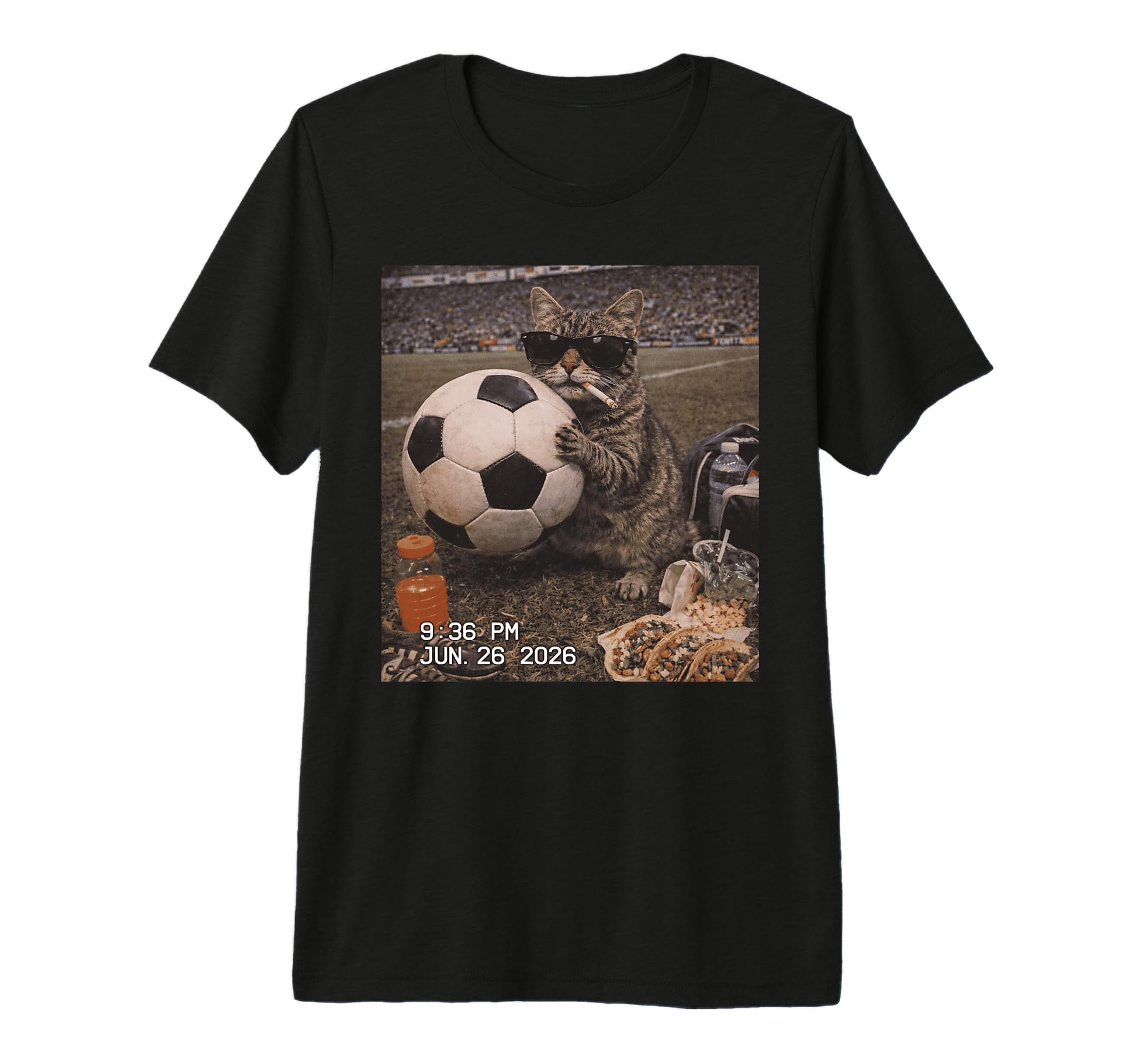 Funny Cat Smoking Sunglasses Soccer Fan T-Shirt - Custom Art Print Unisex - T-Shirt, Sweatshirt, Hoodie