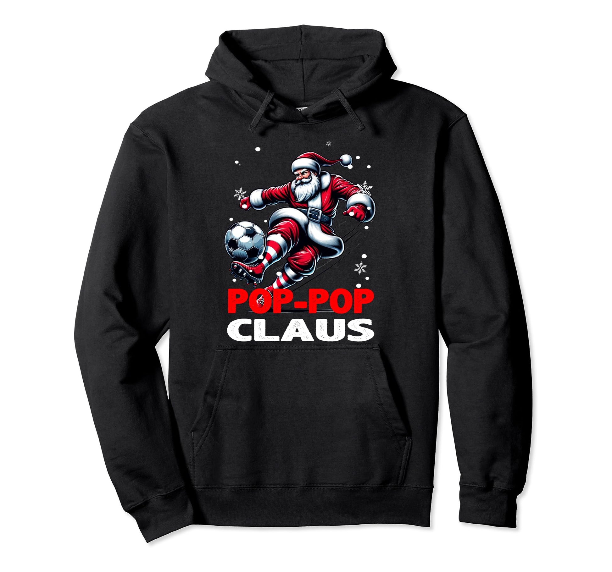 Soccer Pop Pop Claus Family Matching Grandpa Hoodie - Graphic Print Unisex - T-Shirt, Sweatshirt, Hoodie