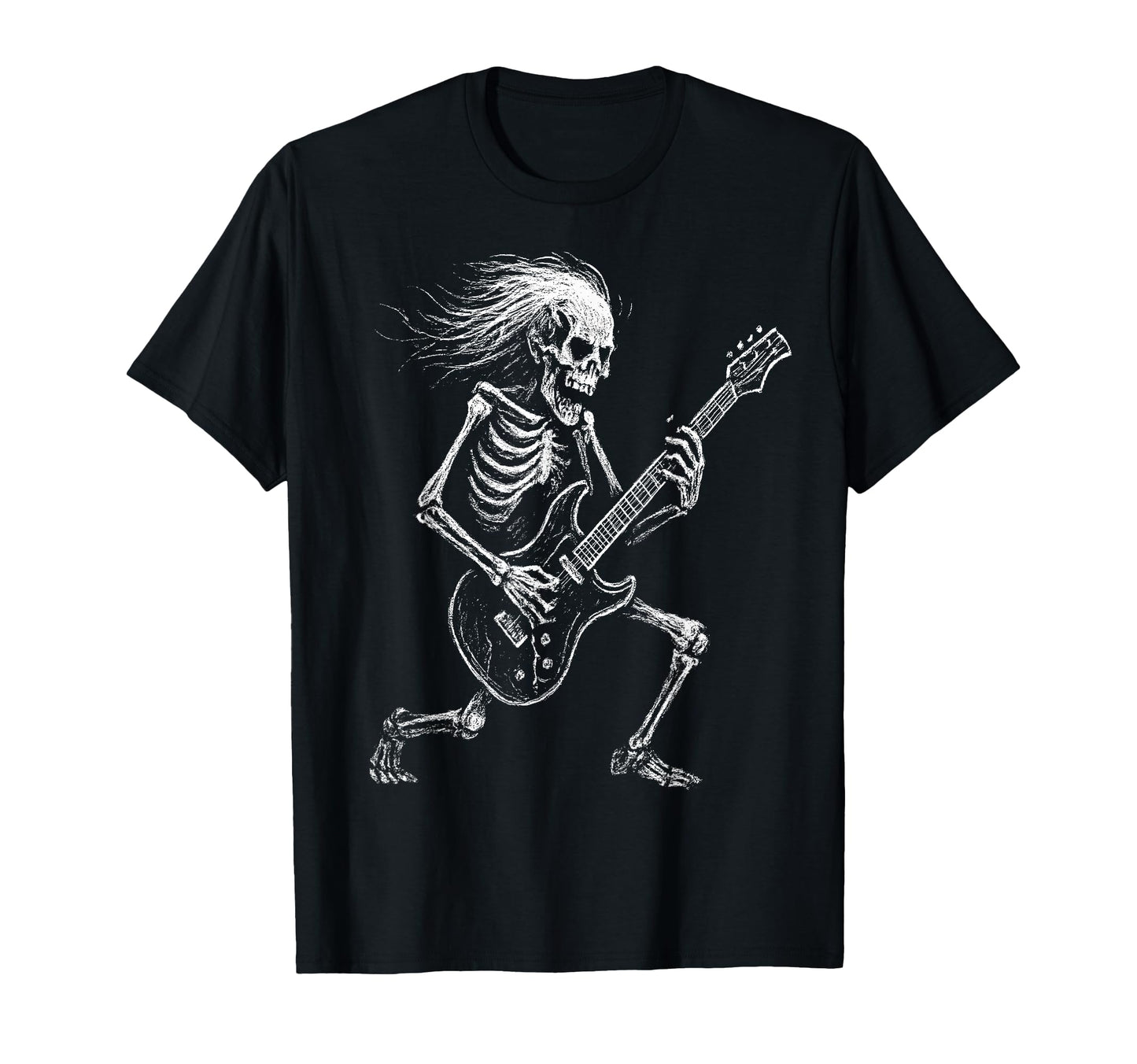 Skeleton Playing Electric Guitar Rock T-Shirt - Unique Graphic Men Women - T-Shirt, Sweatshirt, Hoodie