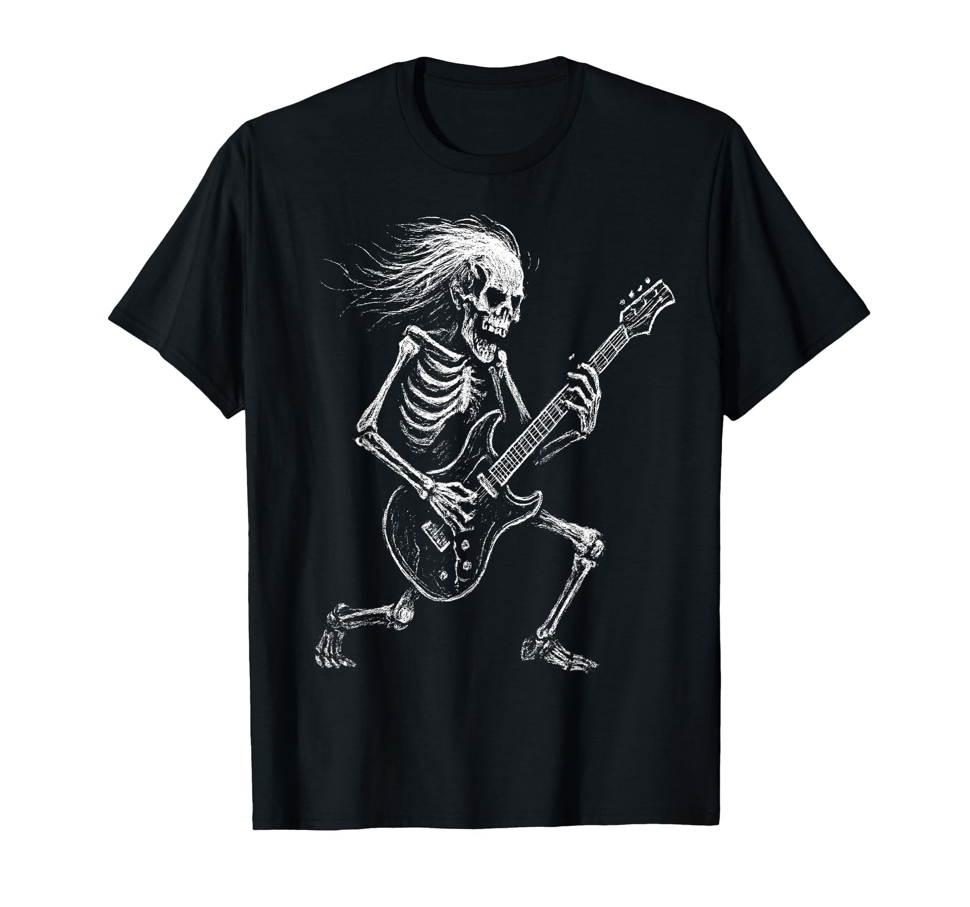 Skeleton Playing Electric Guitar Rock T-Shirt - Unique Graphic Men Women - T-Shirt, Sweatshirt, Hoodie