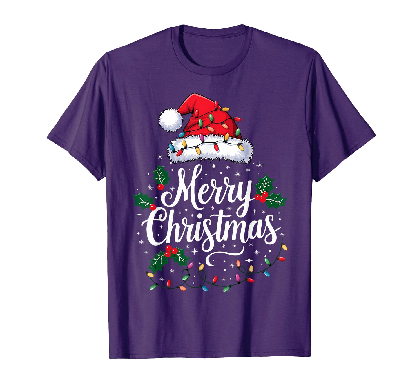 Merry Lights Red Santa Hat Family T-Shirt - Streetwear Style Unisex - T-Shirt, Sweatshirt, Hoodie