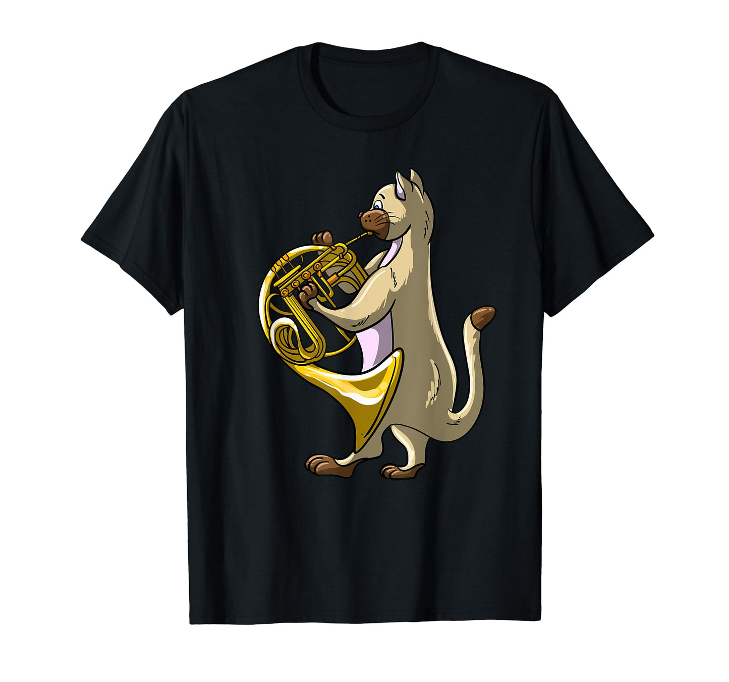 Funny Cat Playing French Horn Animal T-Shirt - Unique Graphic Men Women - T-Shirt, Sweatshirt, Hoodie