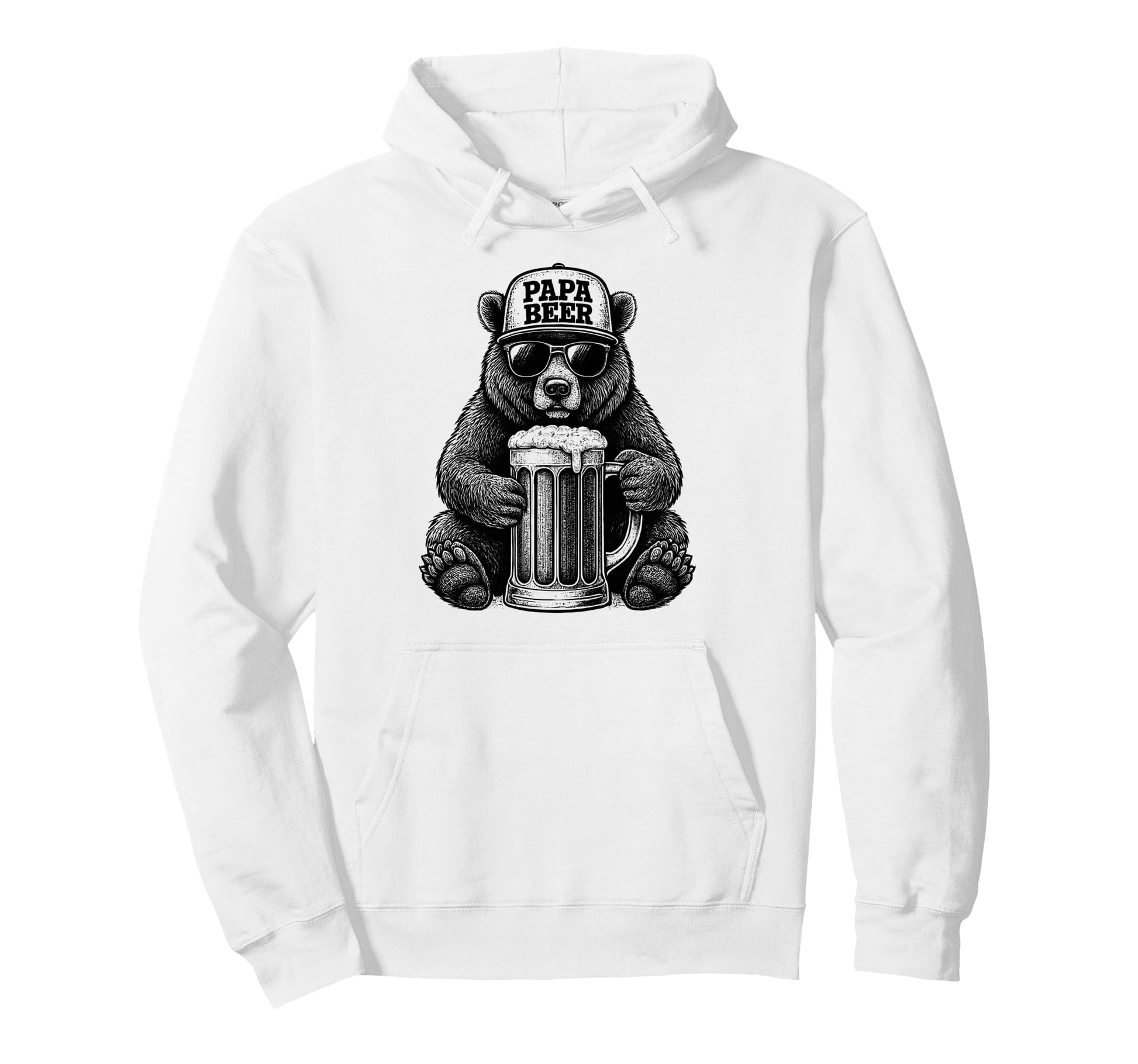 Papa Beer Funny Dad Bear Drinking Hoodie - Streetwear Style for Adults - T-Shirt, Sweatshirt, Hoodie