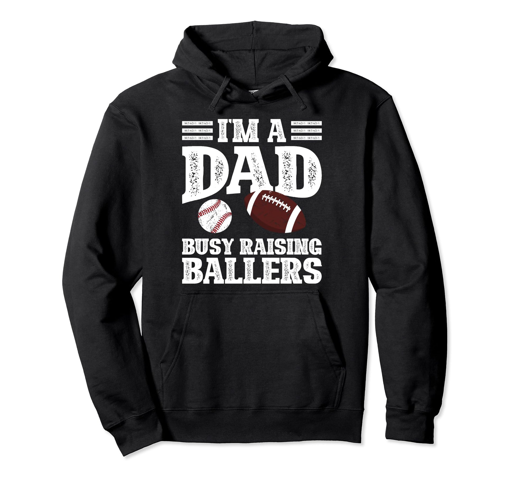 Im Dad Busy Raising Ballers Baseball Hoodie - Minimalist Print for Adults - T-Shirt, Sweatshirt, Hoodie