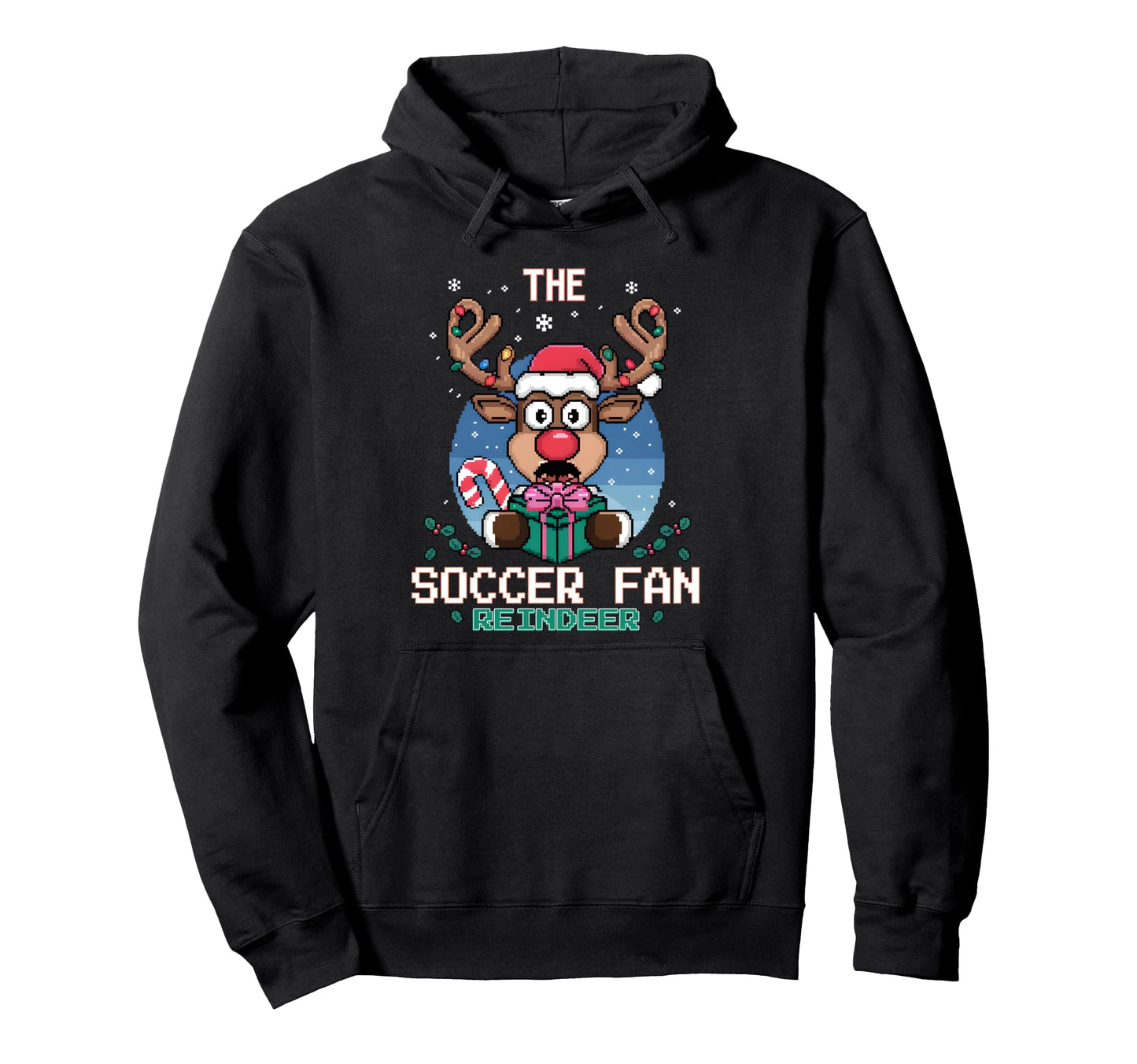Soccer Fan Reindeer Matching Family Hoodie - Graphic Print for Adults - T-Shirt, Sweatshirt, Hoodie