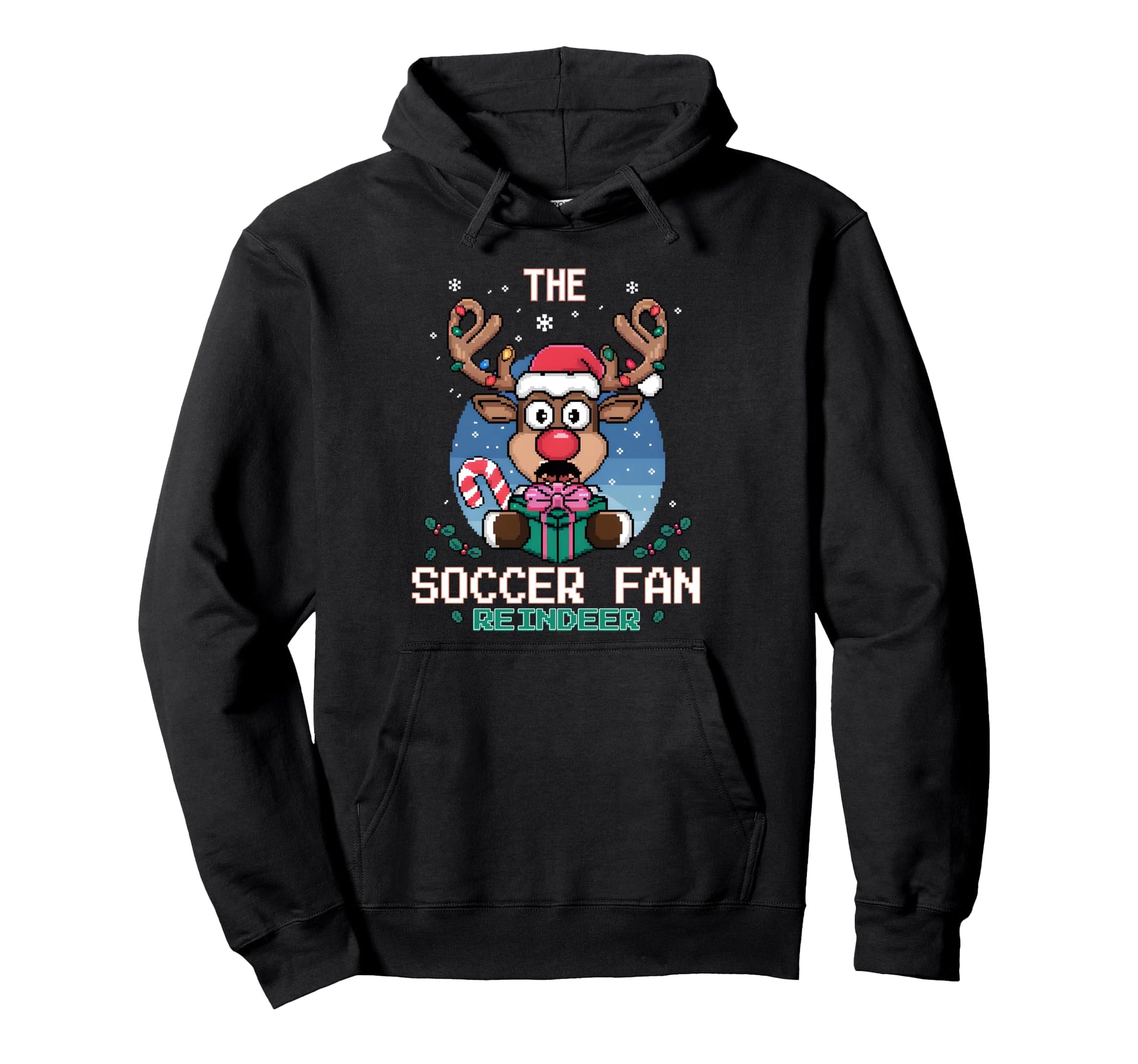 Soccer Fan Reindeer Matching Family Hoodie - Graphic Print for Adults - T-Shirt, Sweatshirt, Hoodie