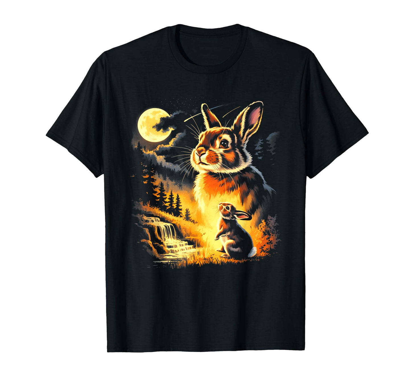 Bunny Howling To Moon 90S Animal T-Shirt - Unique Graphic for Adults - T-Shirt, Sweatshirt, Hoodie