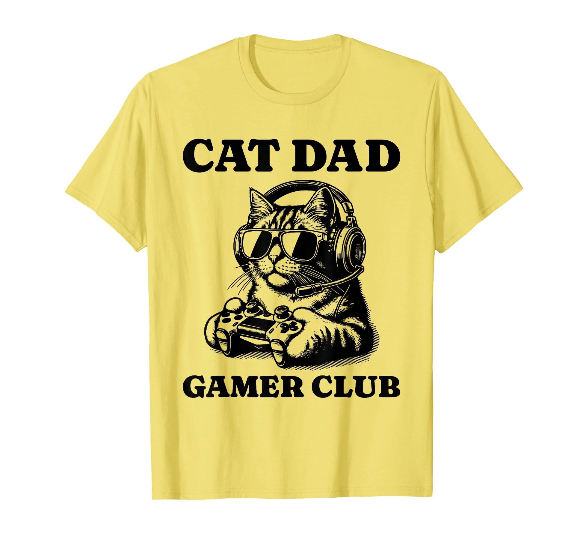 Cat Dad Gamer Club Video Games Cat T-Shirt - Aesthetic Graphic Unisex - T-Shirt, Sweatshirt, Hoodie