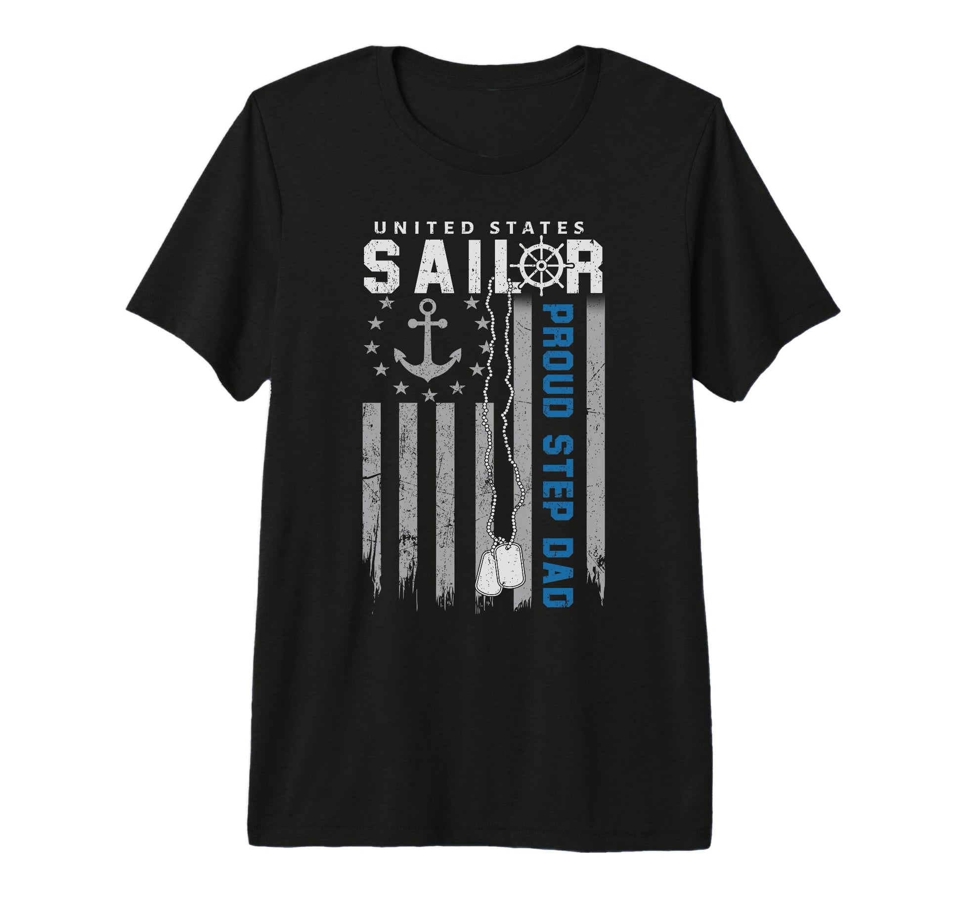 Mens Proud Step Dad Us Sailor Flag T-Shirt - Streetwear Style for Adults - T-Shirt, Sweatshirt, Hoodie