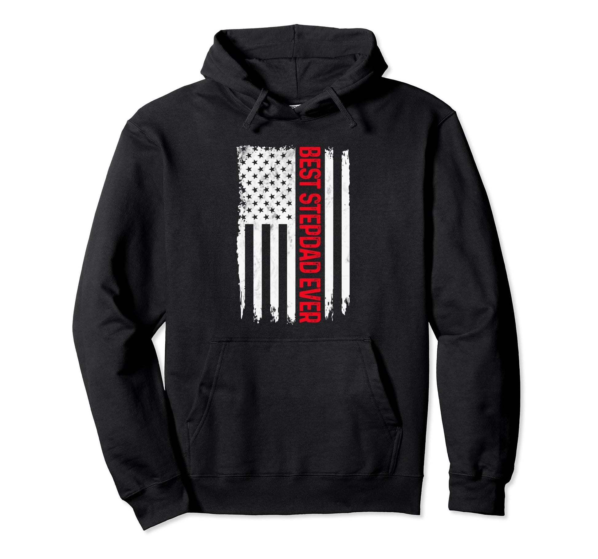 Mens Best Stepdad Ever American Flag Hoodie - Minimalist Print Unisex - T-Shirt, Sweatshirt, Hoodie