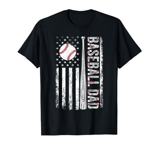 Baseball Dad American Flag Patriotic T-Shirt - Aesthetic Graphic Unisex - T-Shirt, Sweatshirt, Hoodie