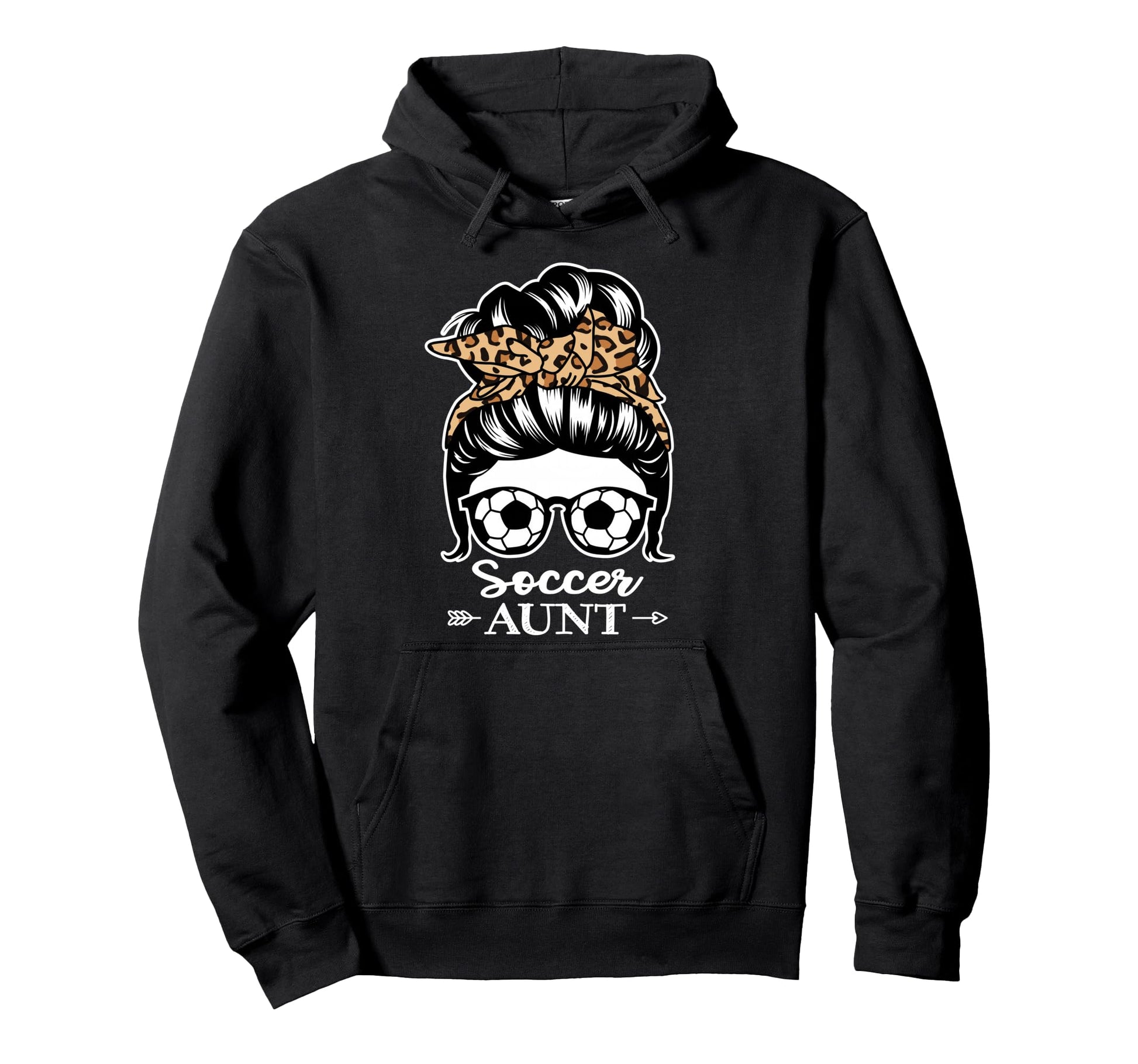 Soccer Aunt Messy Bun Hair Funny Soccer Hoodie - Trendy Graphic Men Women - T-Shirt, Sweatshirt, Hoodie
