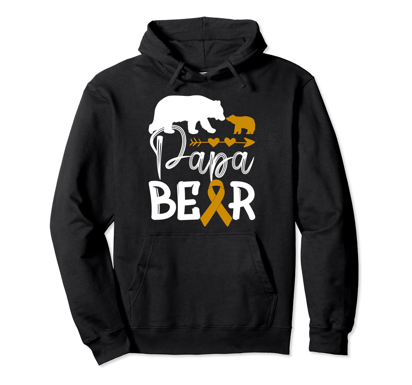 Papa Bear Papa Warrior Childhood Cancer Hoodie - Fun Novelty Design Unisex - T-Shirt, Sweatshirt, Hoodie