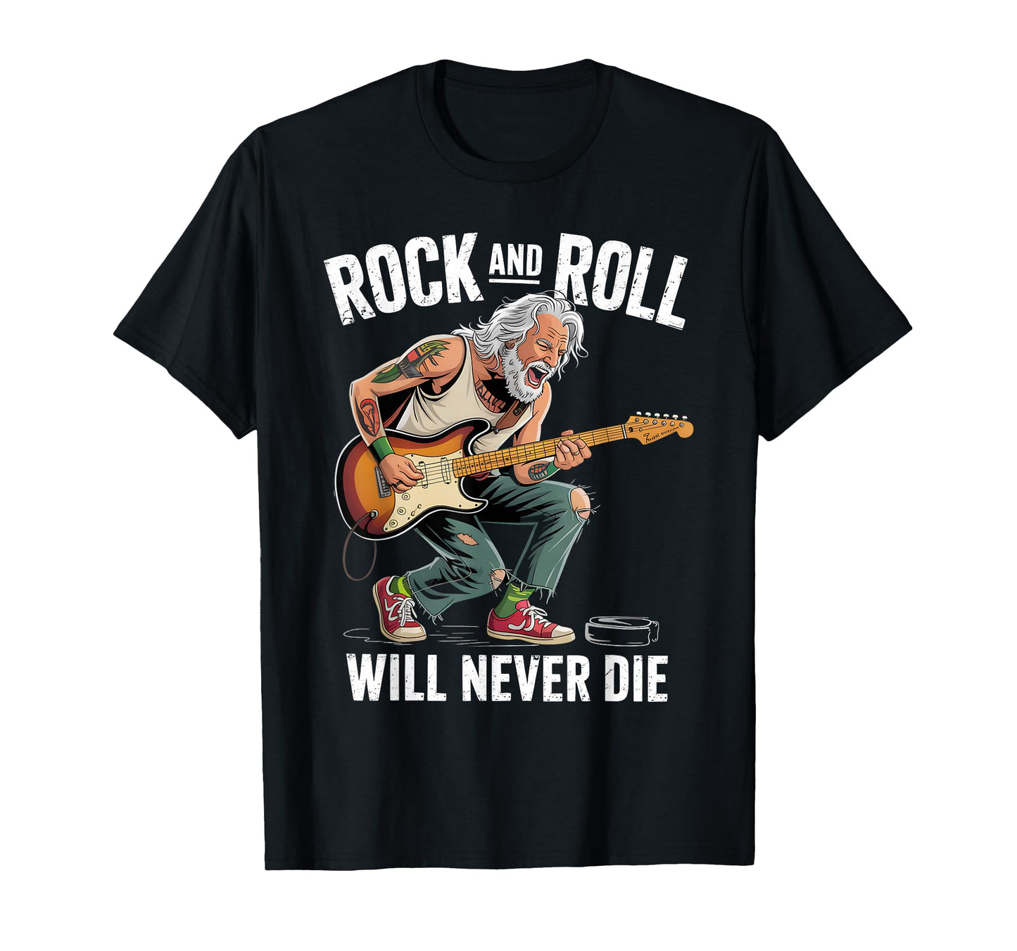 Funny Old Rocker Rock Music Guitarist T-Shirt - Trendy Graphic for Adults - T-Shirt, Sweatshirt, Hoodie