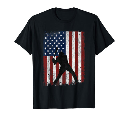 Baseball American Flag Baseball Dad Mom T-Shirt - Graphic Print Men Women - T-Shirt, Sweatshirt, Hoodie