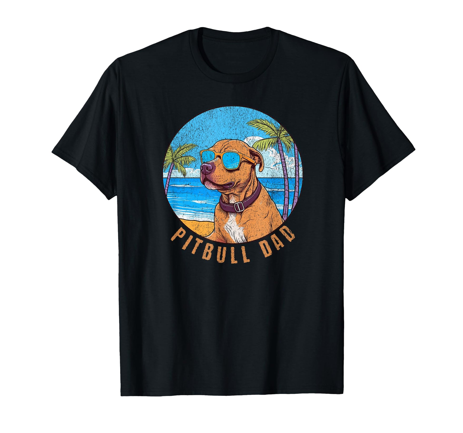 Pitbull Dad Sunset Pittie Dad T-Shirt - Unique Graphic Men Women - T-Shirt, Sweatshirt, Hoodie