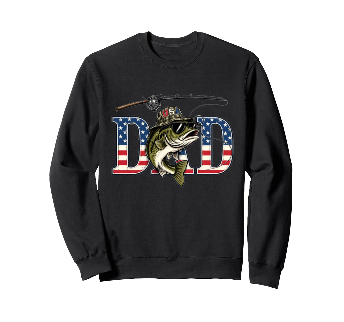 Usa Fishing Dad Patriotic Bass Sweatshirt - Streetwear Style Men Women - T-Shirt, Sweatshirt, Hoodie