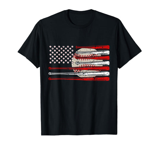 Baseball American Flag Usa Dad Mom T-Shirt - Minimalist Print for Adults - T-Shirt, Sweatshirt, Hoodie
