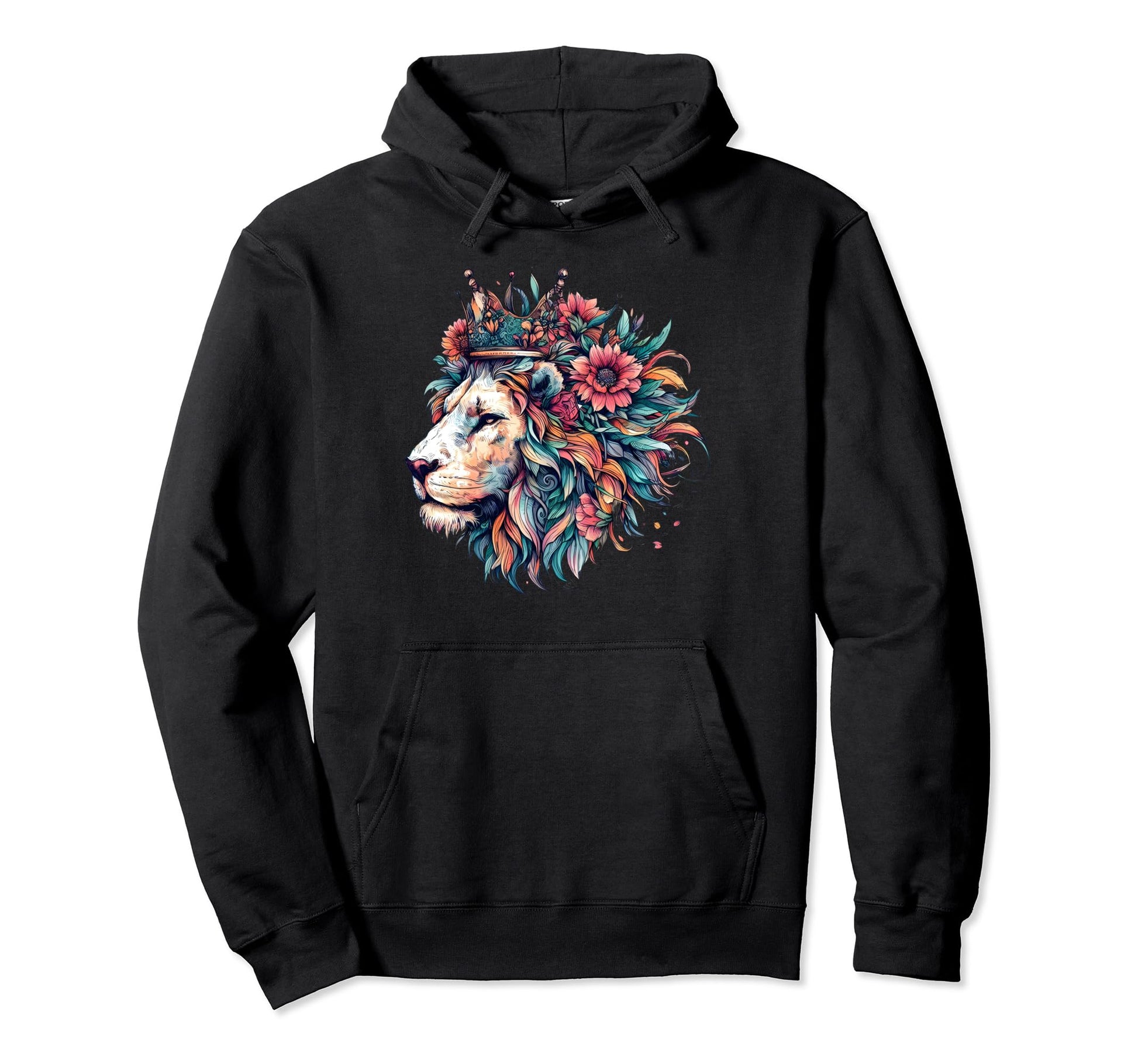 Floral Lion Lion Moms Dads Hoodie - Trendy Graphic for Adults - T-Shirt, Sweatshirt, Hoodie