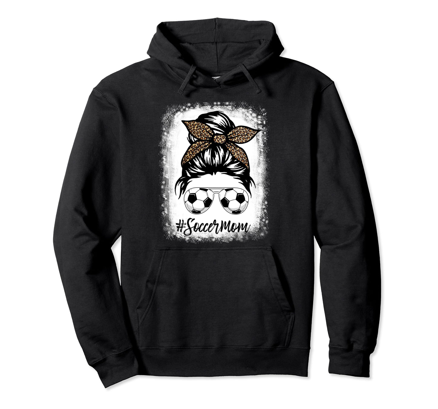 Soccer Mom Life Messy Bun Leopard Hoodie - Fun Novelty Design for Adults - T-Shirt, Sweatshirt, Hoodie