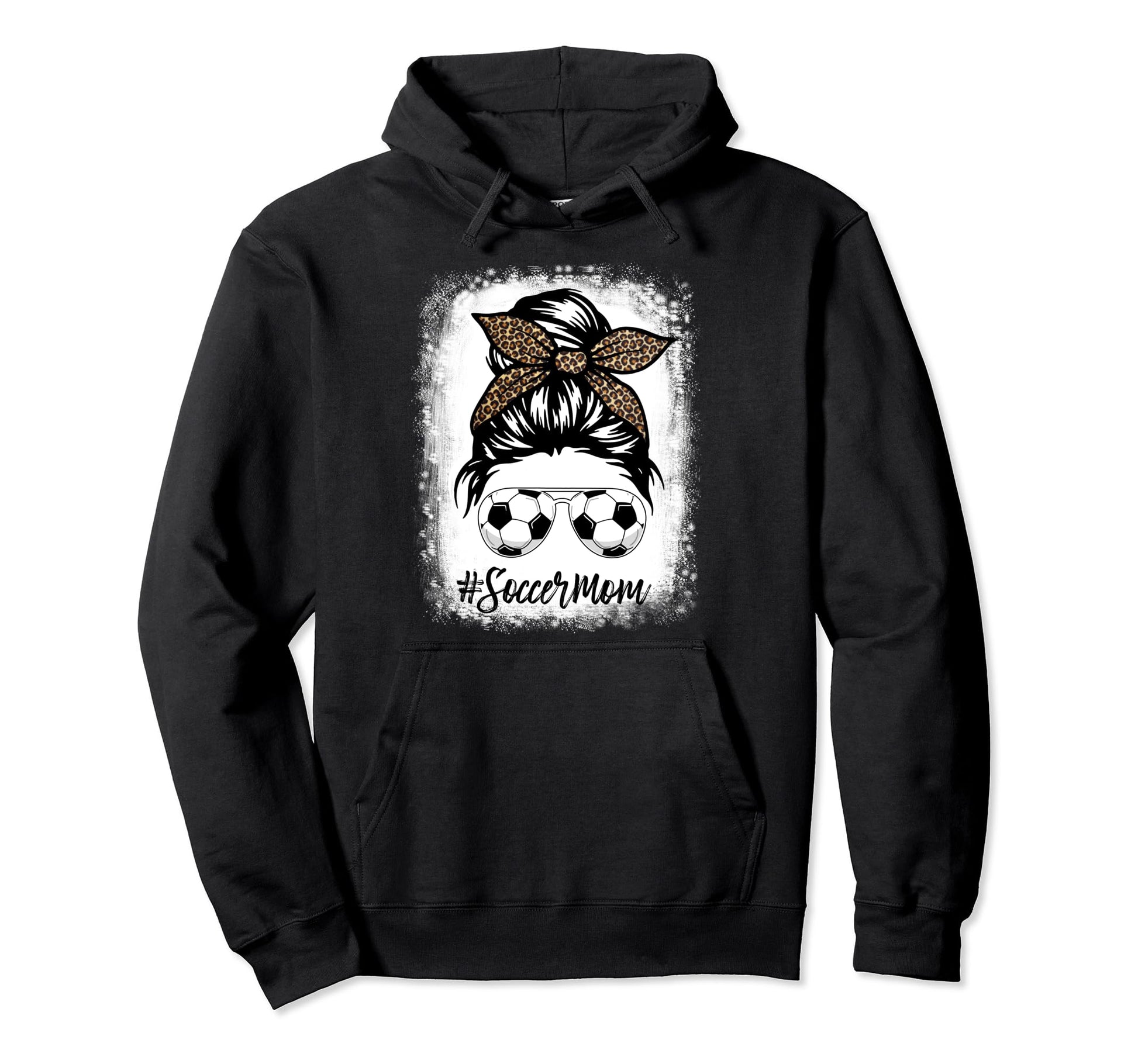 Soccer Mom Life Messy Bun Leopard Hoodie - Fun Novelty Design for Adults - T-Shirt, Sweatshirt, Hoodie