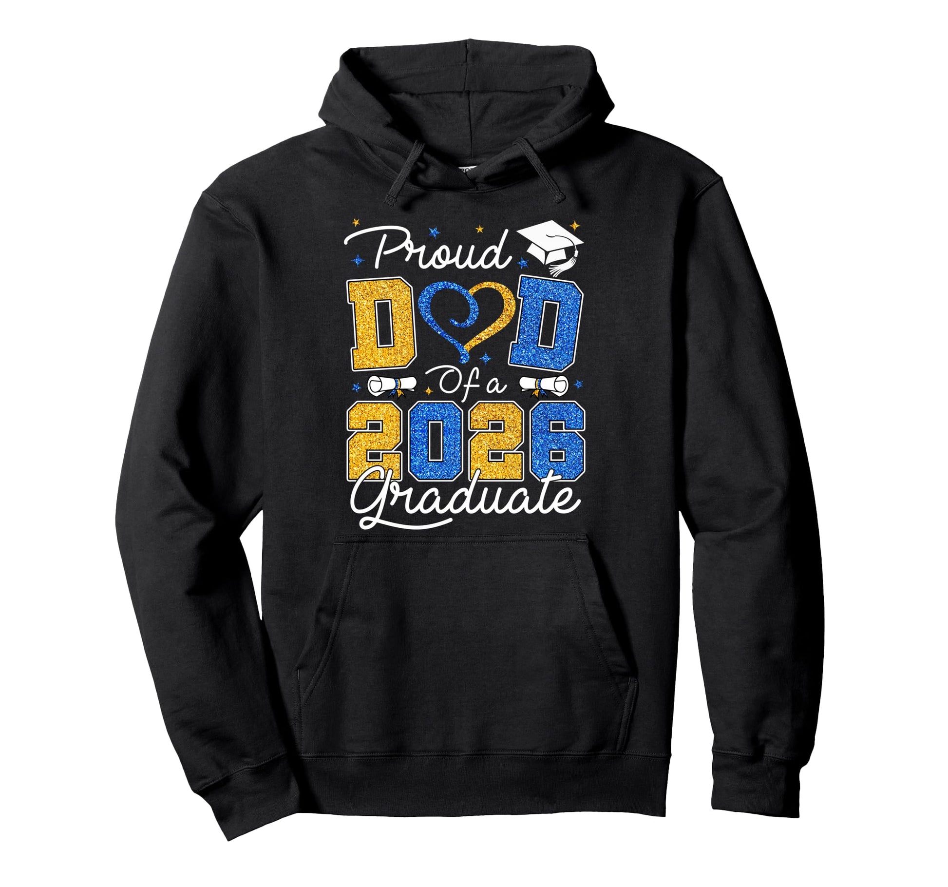 Proud Dad 2026 Graduate Blue Gold Hoodie - Minimalist Print Men Women - T-Shirt, Sweatshirt, Hoodie