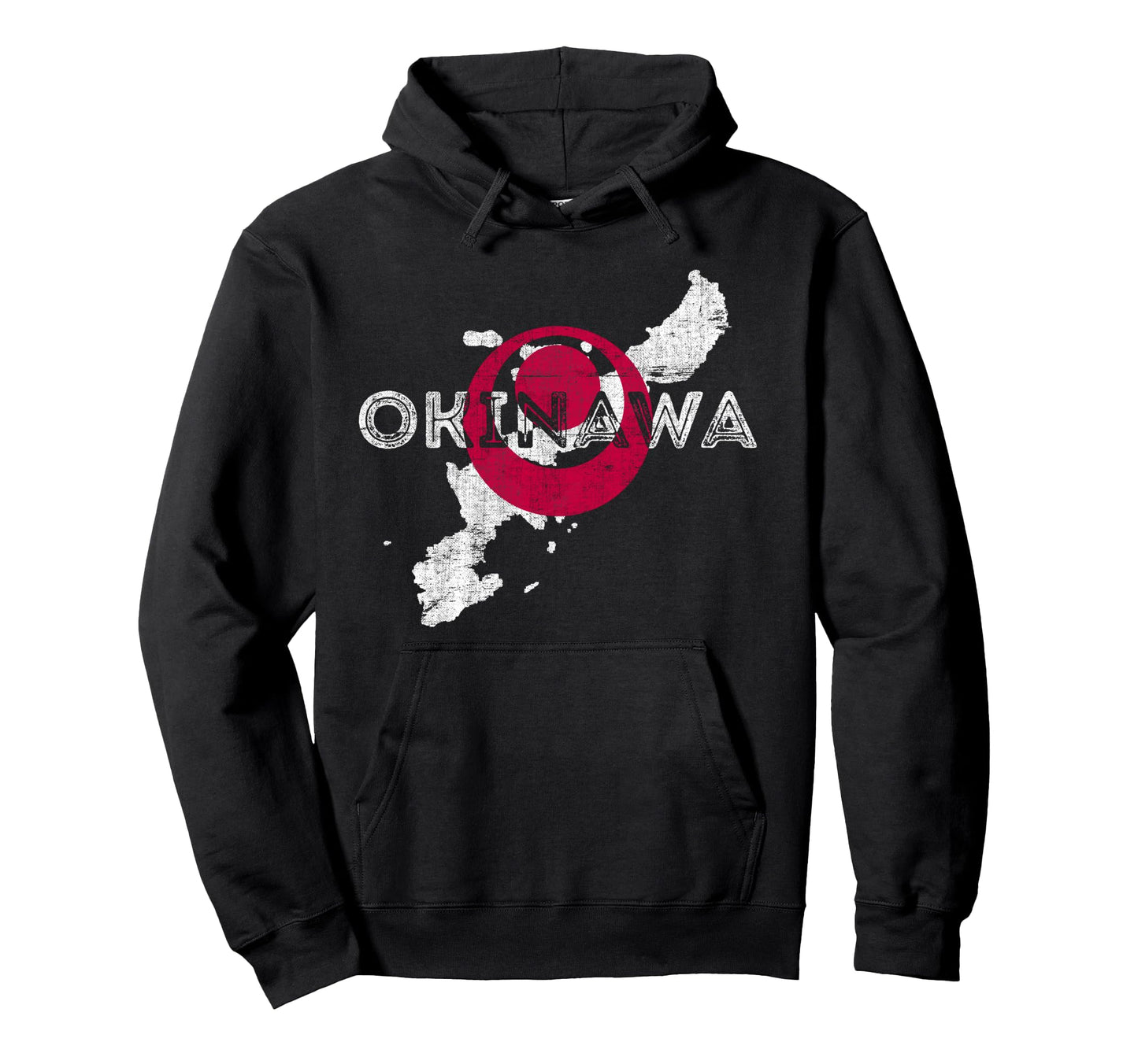 Okinawa Map And Flag Distressed Japan Hoodie - Trendy Graphic Men Women - T-Shirt, Sweatshirt, Hoodie
